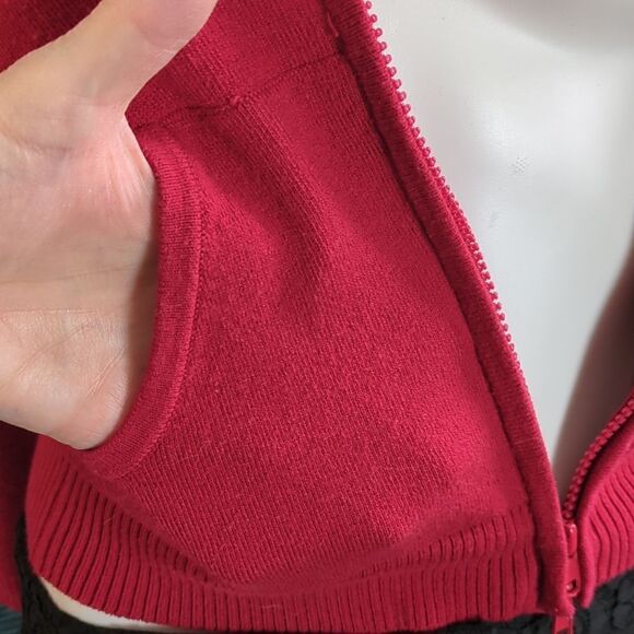 Vintage Rampage Cropped Red Hoodie Sweater, 3/4 Length Sleeves - Picture 4 of 10
